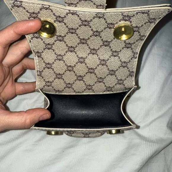 Designer Logo gg Beige brown Patterned mini handbag looks like gucci BRAND NEW - Picture 12 of 13